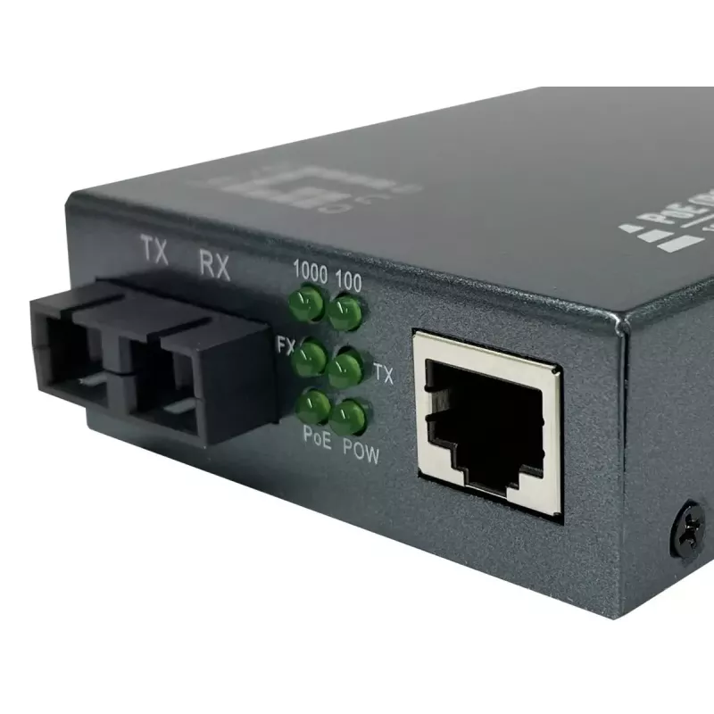 LevelOne RJ45 uz SC Gigabitu mediju pārveidotājs, PoE PSE, vienmoda šķiedra, 20 km