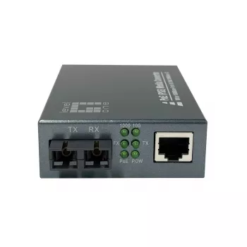 LevelOne RJ45 uz SC Gigabitu mediju pārveidotājs, PoE PSE, vienmoda šķiedra, 20 km