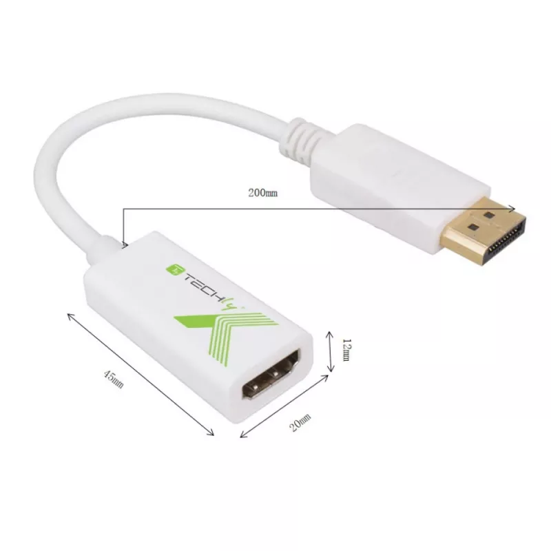 Techly IADAP DP-HDMIFP video kabeļa adapteris 0,2 m DisplayPort HDMI Balts