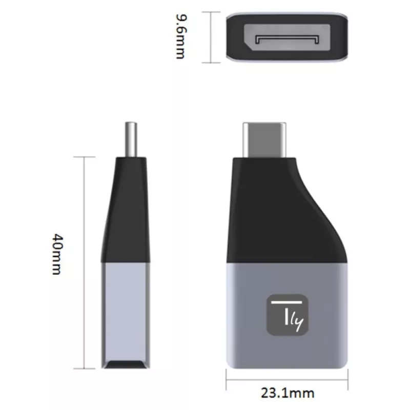 Techly IADAP USBC-DP4K USB grafikas adapteris 3840 x 2160 pikseļi Melns, Sudrabains