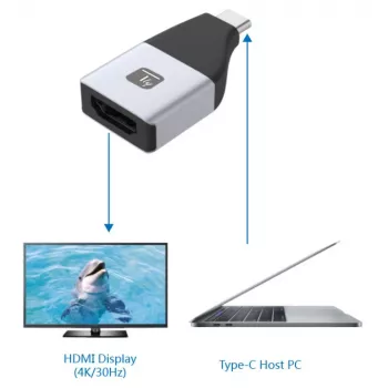 Techly IADAP USBC-HDMI4K USB grafiskais adapteris 4096 x 2160 pikseļi Melna, Sudraba