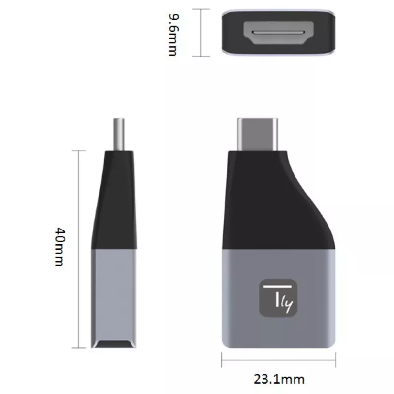Techly IADAP USBC-HDMI4K USB grafiskais adapteris 4096 x 2160 pikseļi Melna, Sudraba