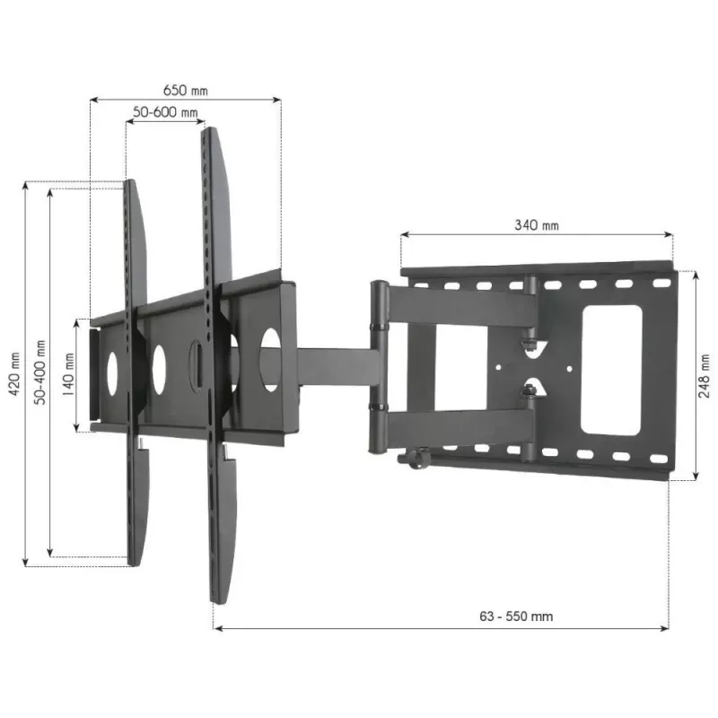 Techly ICA-PLB 148L TV kronšteins/statīvs 165,1 cm (65 collas) Melns
