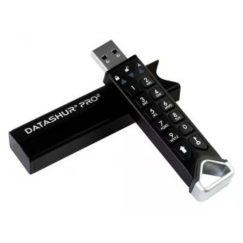 iStorage datAshur PRO2 32 GB | Drošs zibatmiņas disks | FIPS 140-2 Level 3 sertificēts | AES-XTS 256-bit aparatūras šifrēšana | Ar paroli aizsargāts | Putekļu/ūdens izturīgs |