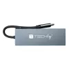 Techly IUSB32C-HUB4HPD klēpjdatora dokstacija/porta replikators ar vadu USB 3.2 Gen 2 (3.1 Gen 2) Type-C pelēks