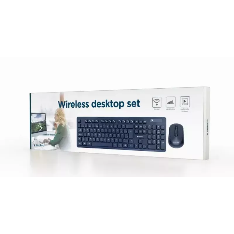 Gembird KBS-WCH-03-DE tastatūra un pele iekļauta universāla RF bezvadu QWERTZ vācu melna
