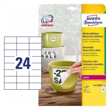 Pašlīmējošā printera etiķete AVERY L4718REV-20