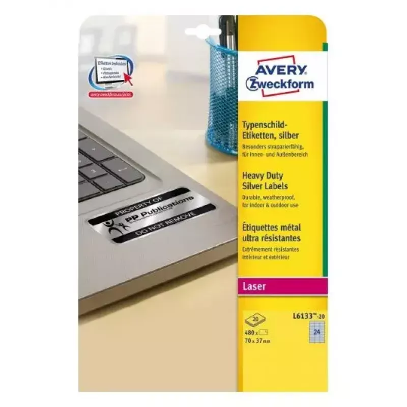 Pašlīmējošā printera etiķete Avery L6133-20