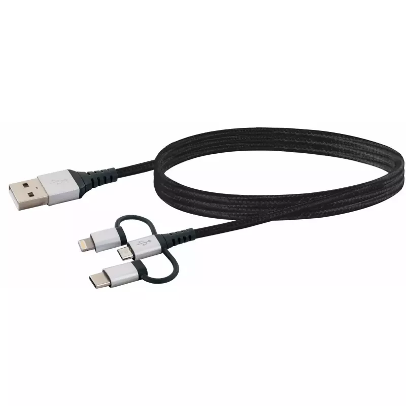 USB kabelis Schwaiger LKU 100 1,5 m USB 2.0 A Micro-USB B melns sudrabains