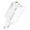 Mobilo ierīču lādētājs MediaRange MRMA116-2 — Iekštelpu maiņstrāvas ātrais lādētājs, 100–240 V ieeja, līdz 20 V izeja, 2× USB-C, balts