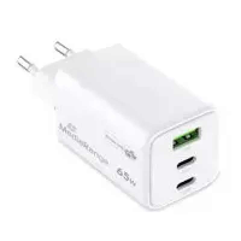 Mobilo ierīču lādētājs MediaRange MRMA116-2 — Iekštelpu maiņstrāvas ātrais lādētājs, 100–240 V ieeja, līdz 20 V izeja, 2× USB-C, balts