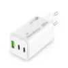 Mobilo ierīču lādētājs MediaRange MRMA116-2 — Iekštelpu maiņstrāvas ātrais lādētājs, 100–240 V ieeja, līdz 20 V izeja, 2× USB-C, balts