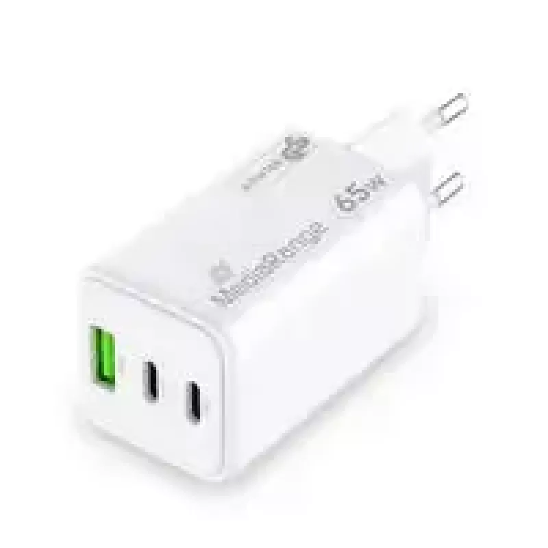Mobilo ierīču lādētājs MediaRange MRMA116-2 — Iekštelpu maiņstrāvas ātrais lādētājs, 100–240 V ieeja, līdz 20 V izeja, 2× USB-C, balts