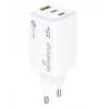 Mobilo ierīču lādētājs MediaRange MRMA116-2 — Iekštelpu maiņstrāvas ātrais lādētājs, 100–240 V ieeja, līdz 20 V izeja, 2× USB-C, balts