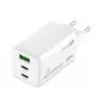 Mobilo ierīču lādētājs MediaRange MRMA116-2 — Iekštelpu maiņstrāvas ātrais lādētājs, 100–240 V ieeja, līdz 20 V izeja, 2× USB-C, balts