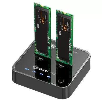 CoreParts MS-CLONER-SATA atmiņas diska dokstacija USB 3.2 Gen 2 (3.1 Gen 2) C tipa melna