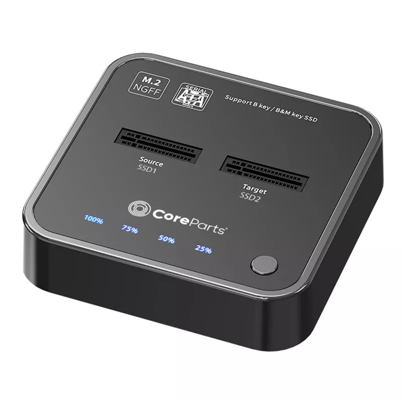 CoreParts MS-CLONER-SATA atmiņas diska dokstacija USB 3.2 Gen 2 (3.1 Gen 2) C tipa melna