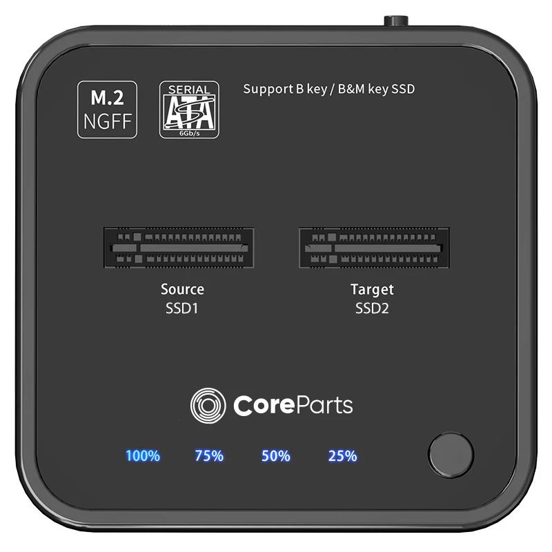 CoreParts MS-CLONER-SATA atmiņas diska dokstacija USB 3.2 Gen 2 (3.1 Gen 2) C tipa melna