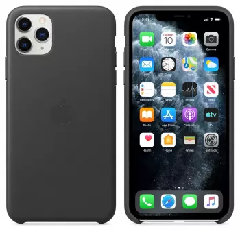 Apple iPhone 11 Pro Max ādas maciņš melnā krāsā