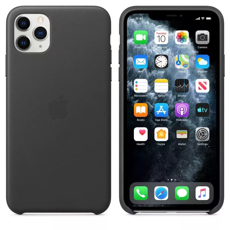 Apple iPhone 11 Pro Max ādas maciņš melnā krāsā