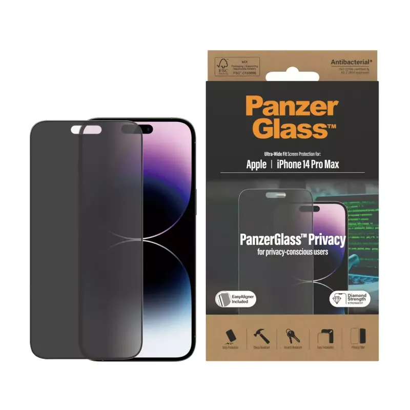 PanzerGlass ® Privātuma ekrāna aizsargs iPhone 14 Pro Max | Ultra-Wide Fit ar EasyAligner