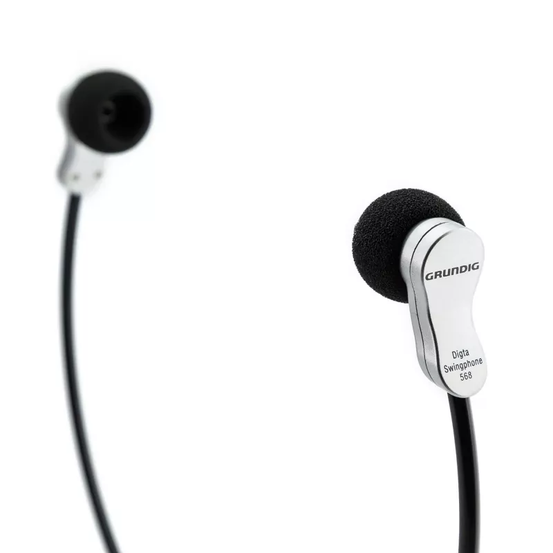 Grundig Swingphone 568 austiņas vadu ar zoda stiprinājumu melnas, sudrabotas