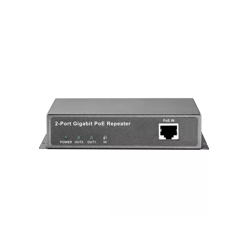 LevelOne Gigabit PoE atkārtotājs, kaskadējams, 2 PoE izejas, tīkla atkārtotājs, 100 m, 1000 Mbit/s, pilns, puse, 10/100/1000Base-T(X), IEEE 802.3x