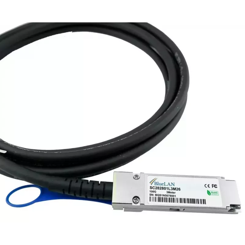 BlueOptics QSFP28-DAC-2M-MT-BL InfiniBand optiskās šķiedras kabelis 2m Tēviņš/Tēviņš