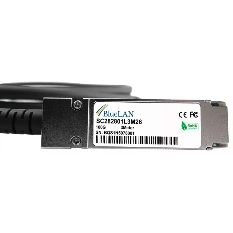 InfiniBand/optiskās šķiedras kabelis BlueOptics QSFP28-DAC-2M-PS-BL 2m Vīrišķais/Vīrišķais
