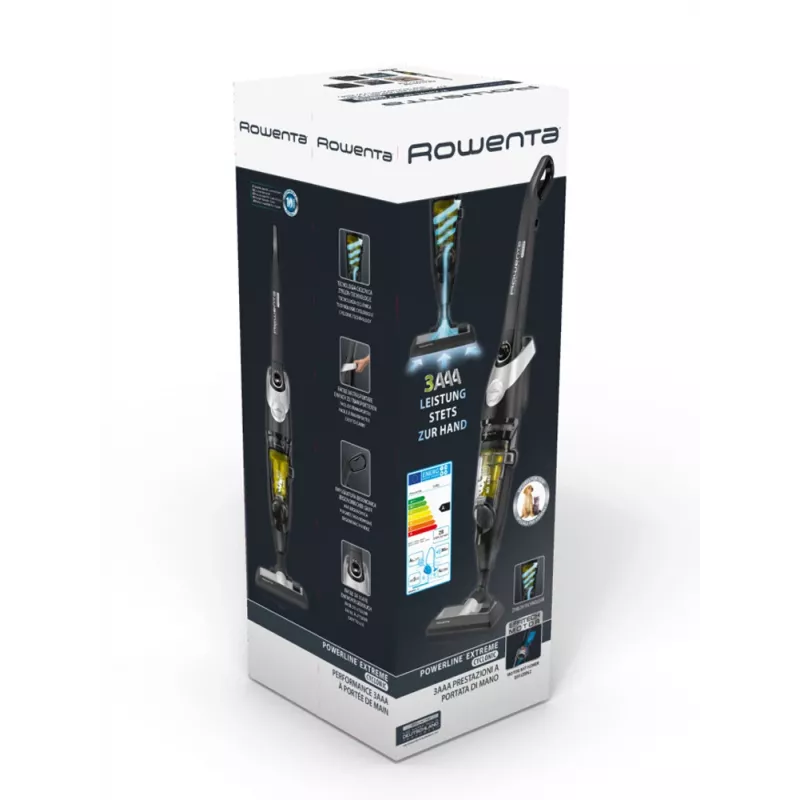 Rowenta RH8155WA vertikālais putekļsūcējs/elektriskā slota ar vadu Sausā Ciklonisks Bezmaisa 0,9 L 750 W Melns, Sudraba, Dzeltens