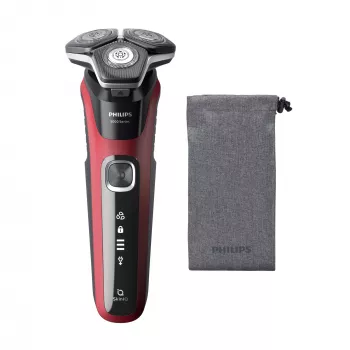 Rotācijas skuveklis Philips Series 5000 S5883/10 — 3 galviņas, mitrai un sausai lietošanai, 60 min darbības laiks, LED displejs, uzlādējams ar USB