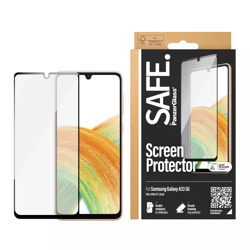 Ekrāna aizsargs PanzerGlass SAFE Samsung Galaxy A33 5G, izturīgs pret skrāpējumiem un triecieniem