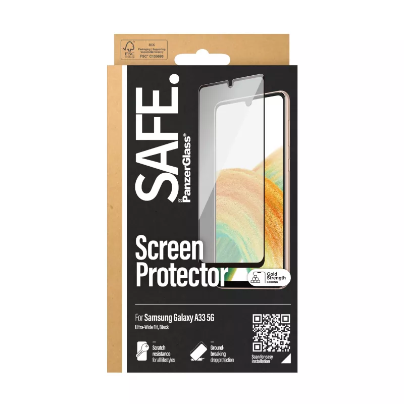 Ekrāna aizsargs PanzerGlass SAFE Samsung Galaxy A33 5G, izturīgs pret skrāpējumiem un triecieniem