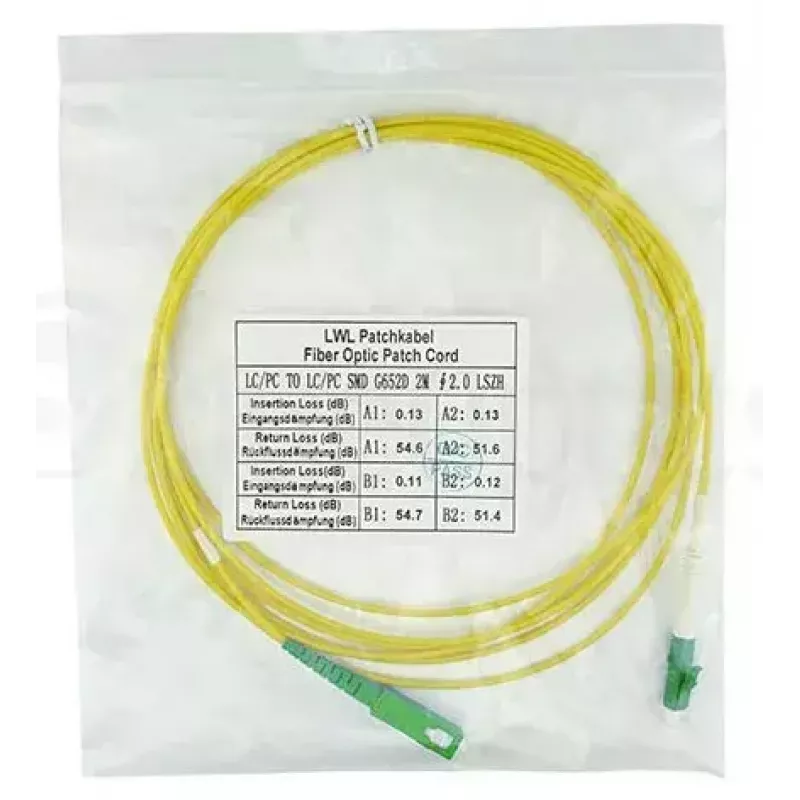 Optiskās šķiedras kabelis BlueOptics SFP2122BU20MM LC SC G.657.A1 20 m Dzeltens