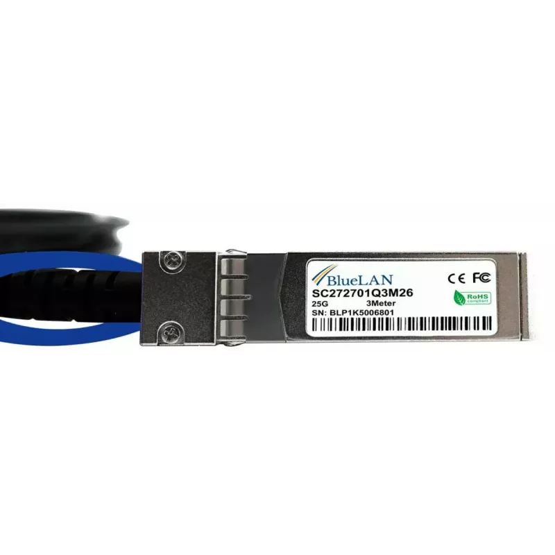 SFP28 DAC kabelis BlueOptics SFP28-DAC-3M-MR-BL 3 m vīrišķais/vīrišķais