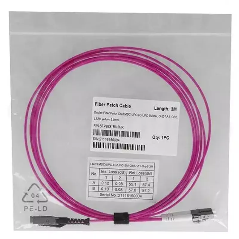 Optiskās šķiedras kabelis BlueOptics SFP9231FU3MK MDC LC OM4 3 m fuksīna