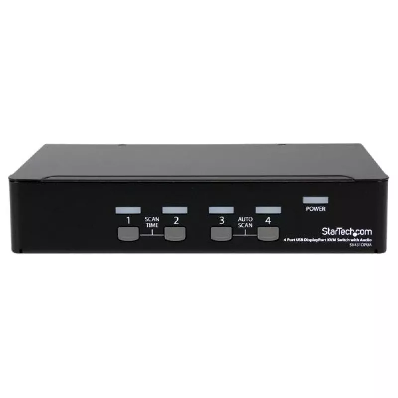 StarTech.com 4 portu USB DisplayPort KVM slēdzis ar audio, 3840 x 2400 pikseļi, melns