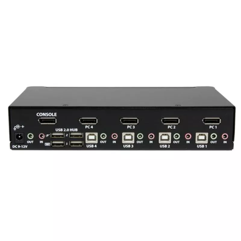 StarTech.com 4 portu USB DisplayPort KVM slēdzis ar audio, 3840 x 2400 pikseļi, melns