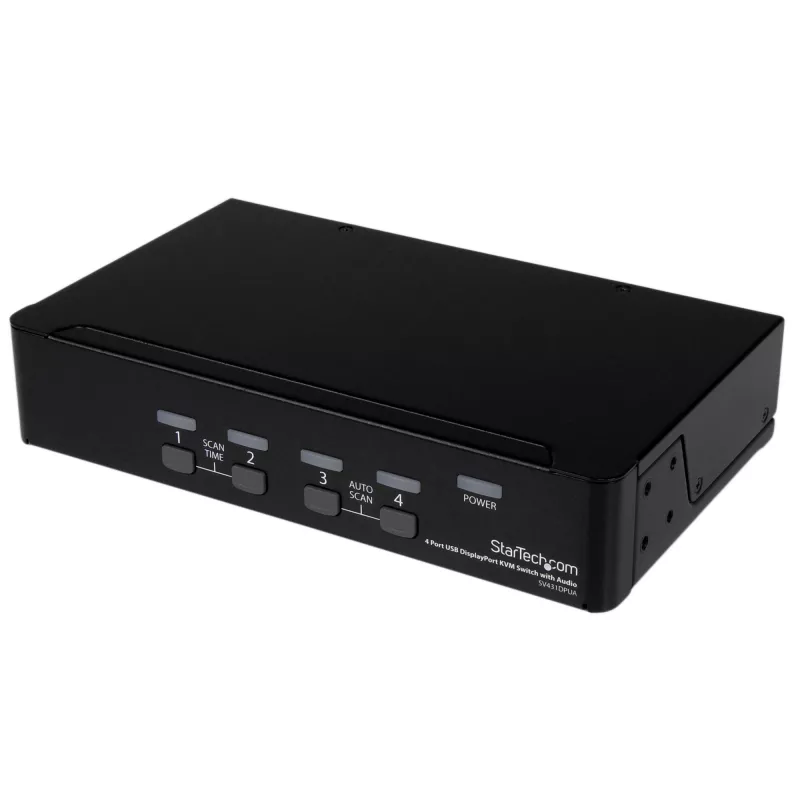 StarTech.com 4 portu USB DisplayPort KVM slēdzis ar audio, 3840 x 2400 pikseļi, melns