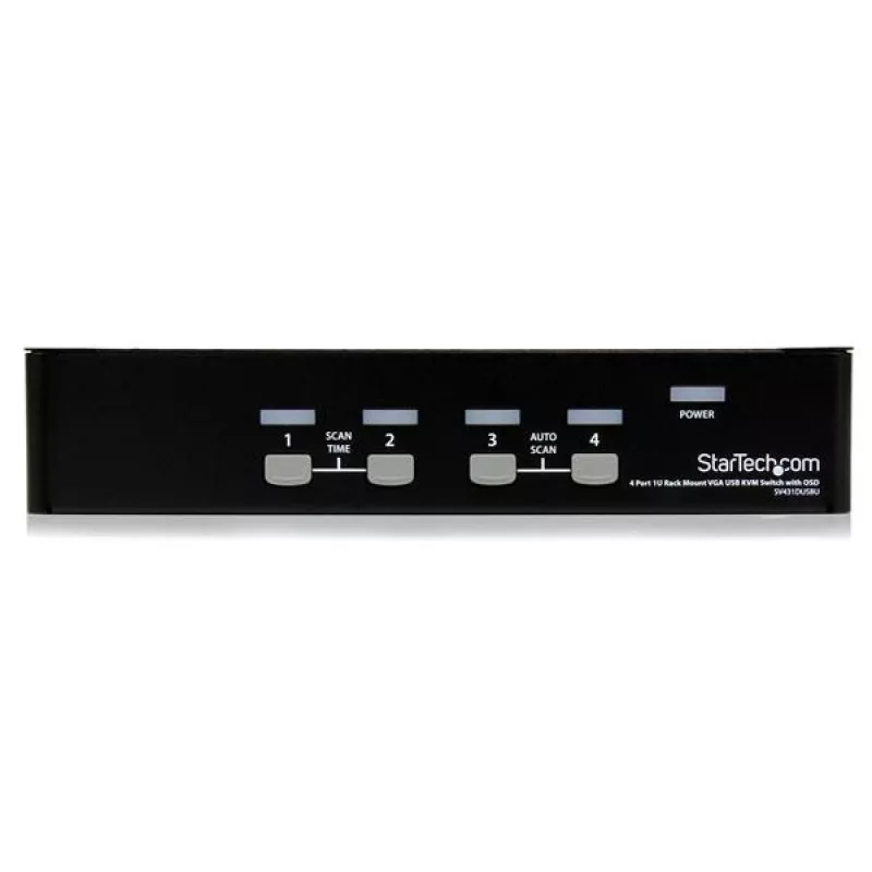 StarTech.com 4 pieslēgvietu 1U montējams statīvā USB KVM slēdzis ar OSD, 1920 x 1440 pikseļi, montāža statīvā, 5,4 W, 1U, melns