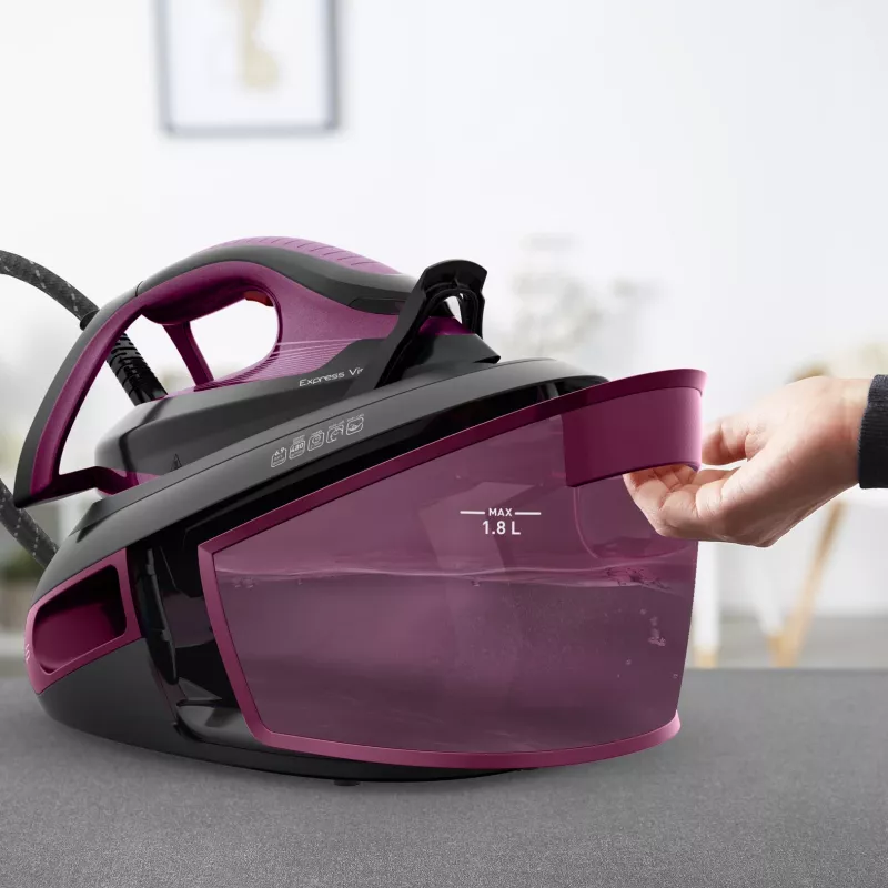 Tefal Express Vision SV8152 2800 W 1.8 L Durilium AirGlide Autoclean zole Violeta, Melna