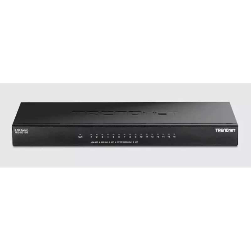 Nepārvaldāms slēdzis Trendnet TEG-S3160 16 porti 2.5G Ethernet galddatoram melns