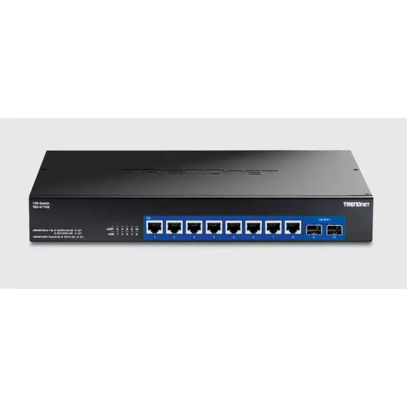 Nepārvaldāms slēdzis Trendnet TEG-S7102 10G Ethernet 8 porti Melns