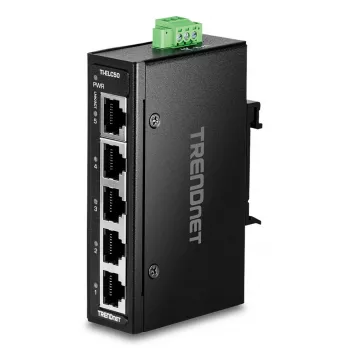 Tīkla slēdzis TRENDnet TI-ELC50 Nepārvaldāms 5-portu Fast Ethernet (10/100), 9.6–60V, sienas/DIN-sliedes stiprinājums