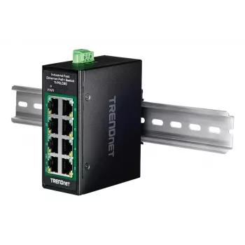 Nepārvaldāms Fast Ethernet PoE slēdzis TRENDnet TI-PELC80 — 8x 10/100 Mbps RJ-45, IEEE 802.3af/at, 48–56 V DC, sienas montāžai