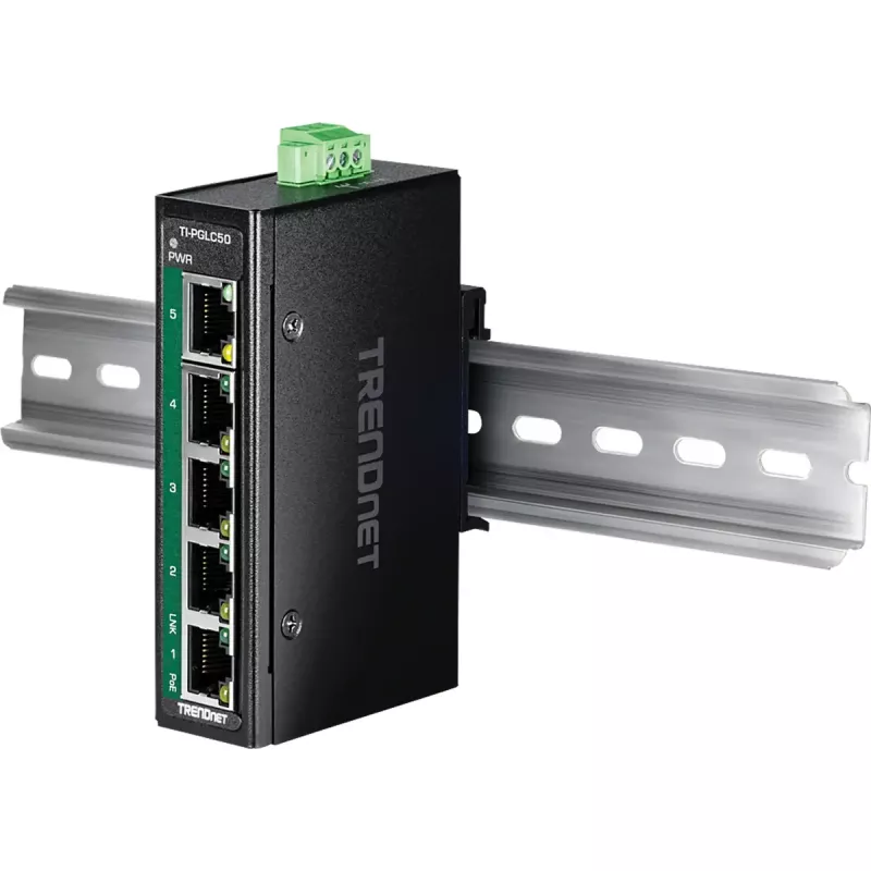 TRENDnet TI-PGLC50 Industrial Nenodrošināts 5 Portu Gigabit Ethernet PoE+ Slēdzis