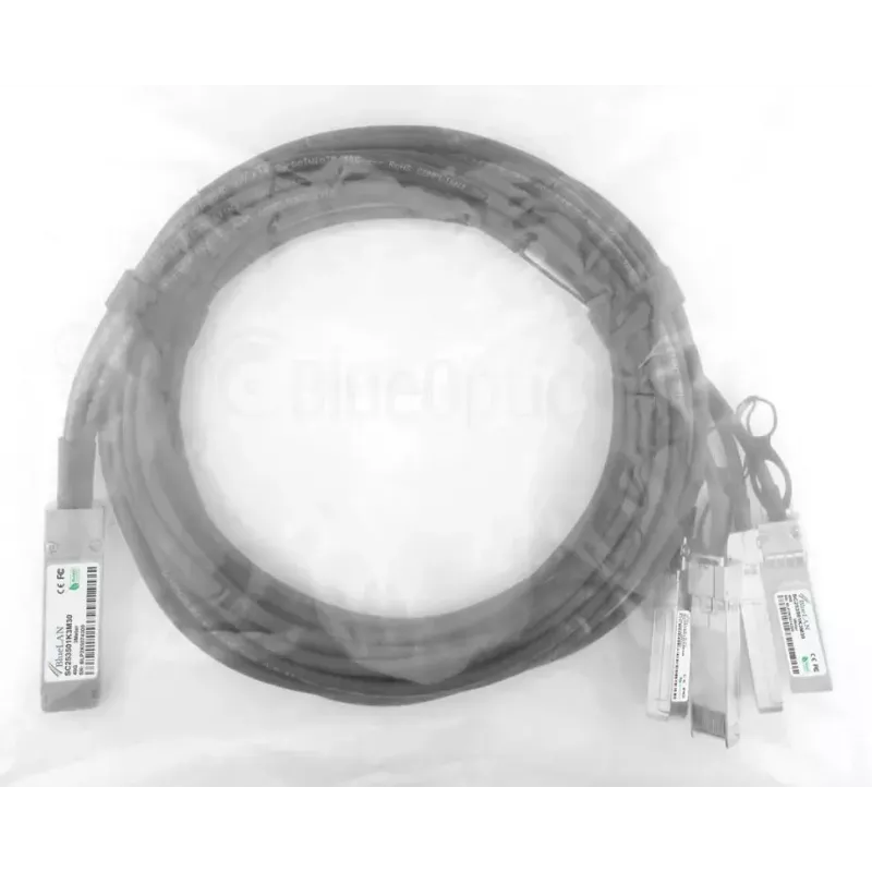 DAC kabelis BlueOptics X4DACBL3-BL 3m QSFP 4x SFP+ Melns