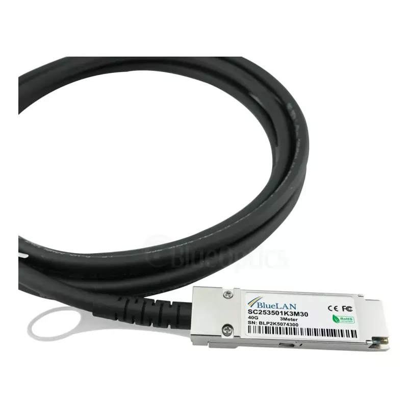 DAC kabelis BlueOptics X4DACBL3-BL 3m QSFP 4x SFP+ Melns