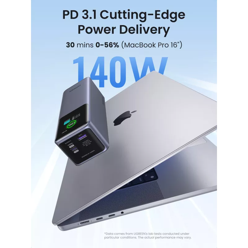 Ugreen 25000mAh 200W ātrās uzlādes ārējais akumulators pelēks