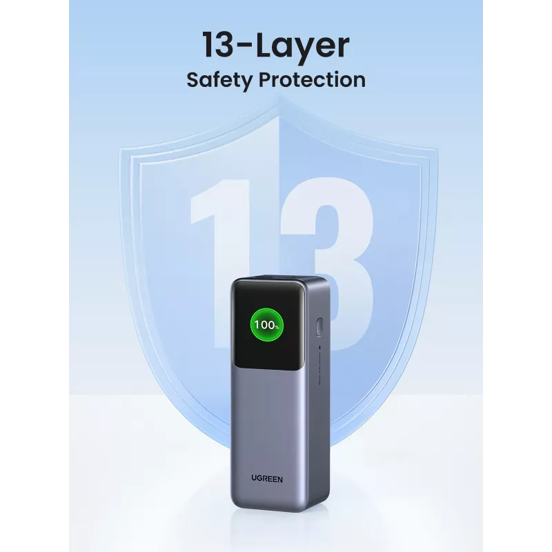 Ugreen 25000mAh 200W ātrās uzlādes ārējais akumulators pelēks
